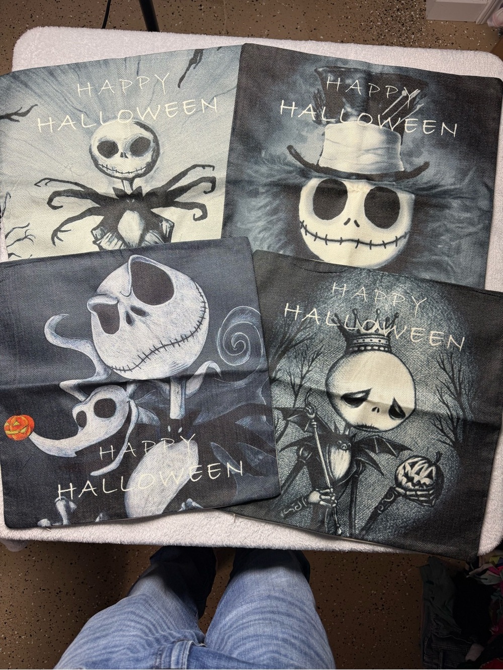 Disney Jack Skellington Halloween Decorative Pillow Covers in Black and Gray